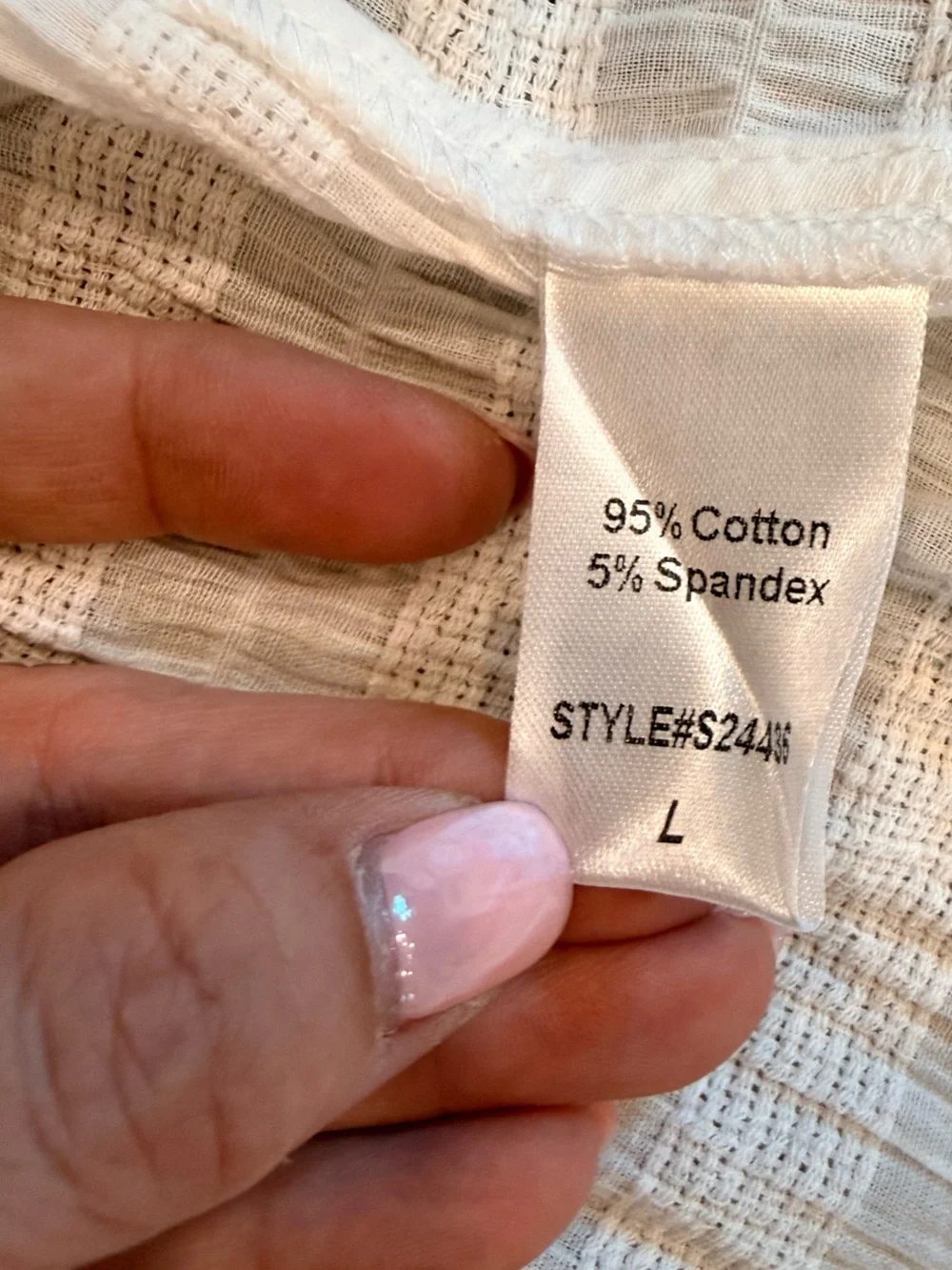 Stile Collection Womens White Cotton Top Gauze V Neck Cap Sleeve Size Large